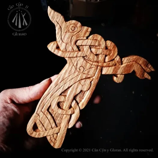 A carved Celtic deer from one of the holy gospels