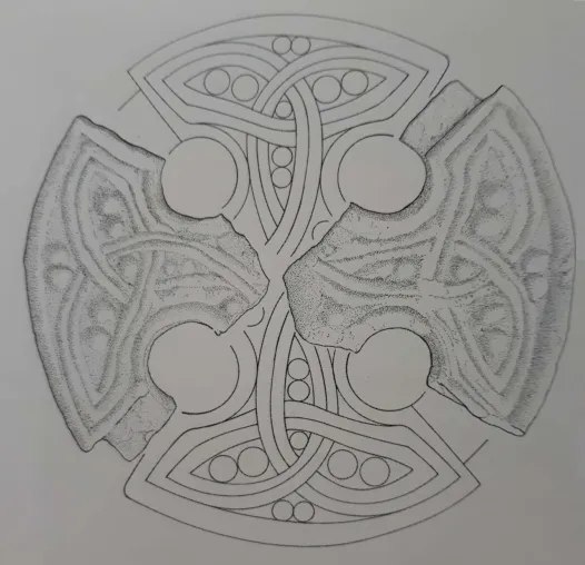 The back of the Saint Lawrence's cross in oak, with beech inlay.